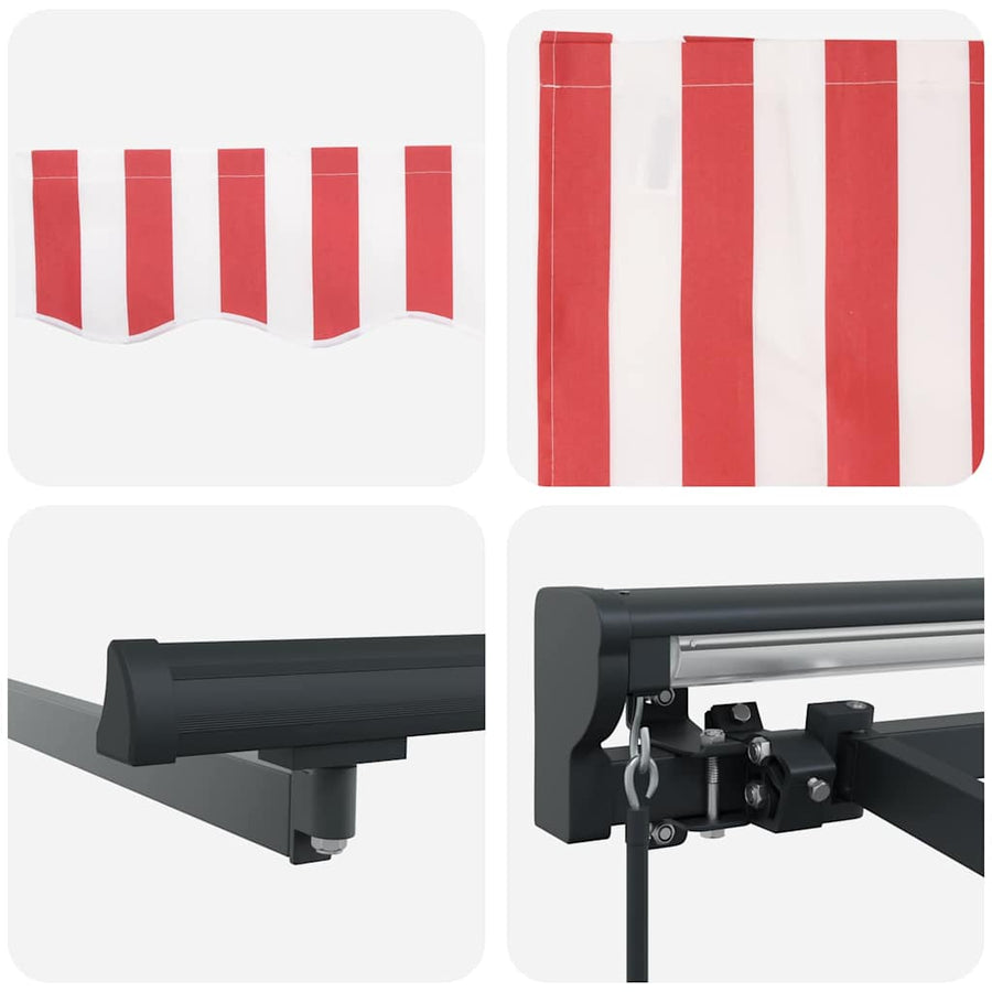 Uittrekbaar Zonnescherm En En Te Streep Rood En Wit (Anthraciet Frame) 4,5 ×3 m