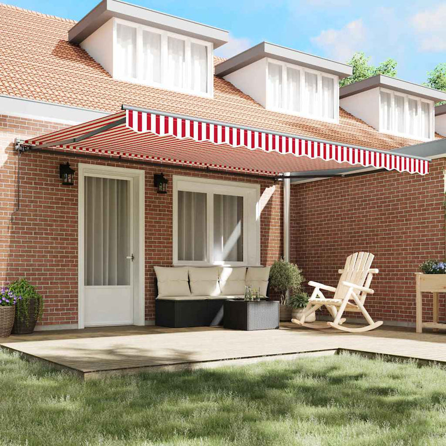 Uittrekbaar Zonnescherm En En Te Streep Rood En Wit (Anthraciet Frame) 4,5 ×3 m
