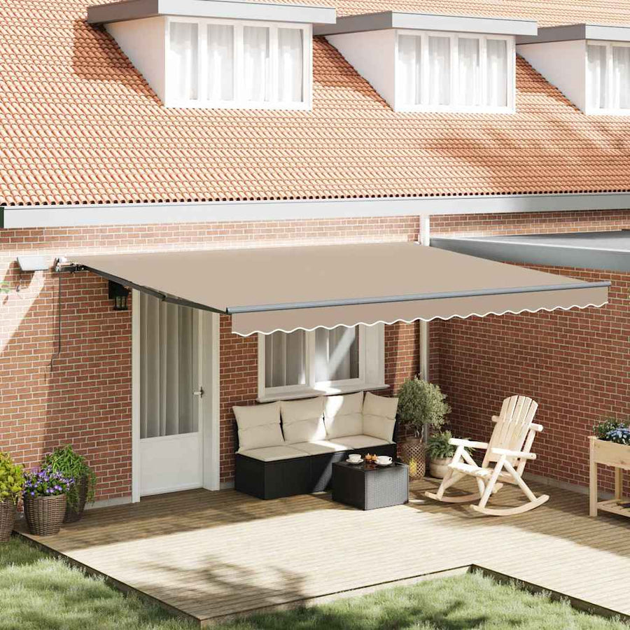 Inklapbaar Zonnescherm Beige 450 ×300 cm Stof