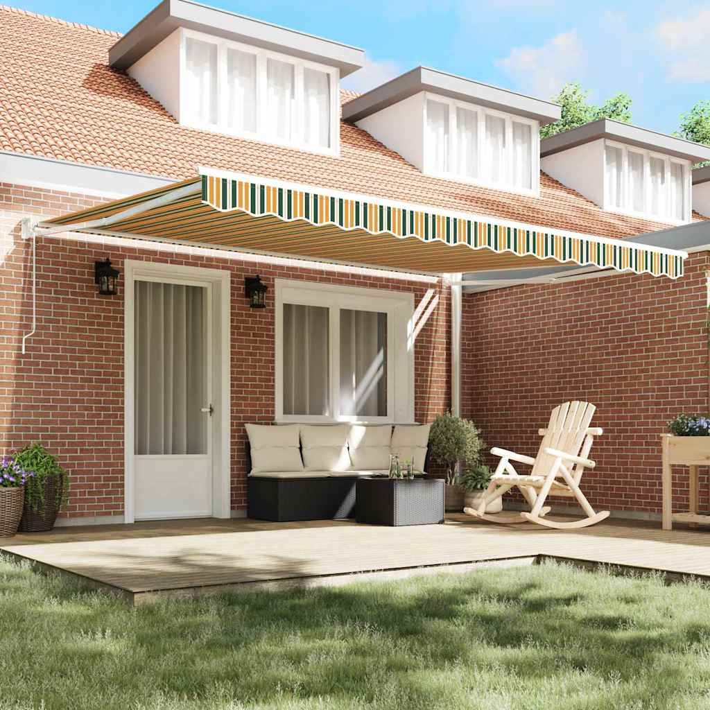 Markies Gestreept Groen en geel 4,5 × 3 m Polyester en metaal
