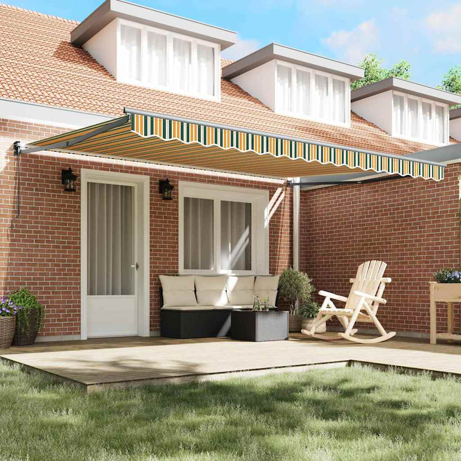 Markies Gestreept Groen en geel 4,5 × 3 m Polyester en metaal