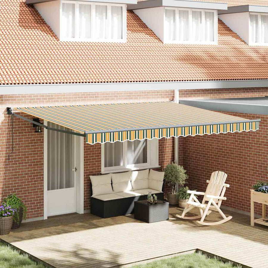 Markies Gestreept Groen en geel 4,5 × 3 m Polyester en metaal