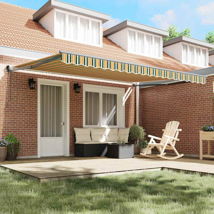 Markies Gestreept Groen en geel 4,5 × 3 m Polyester en metaal