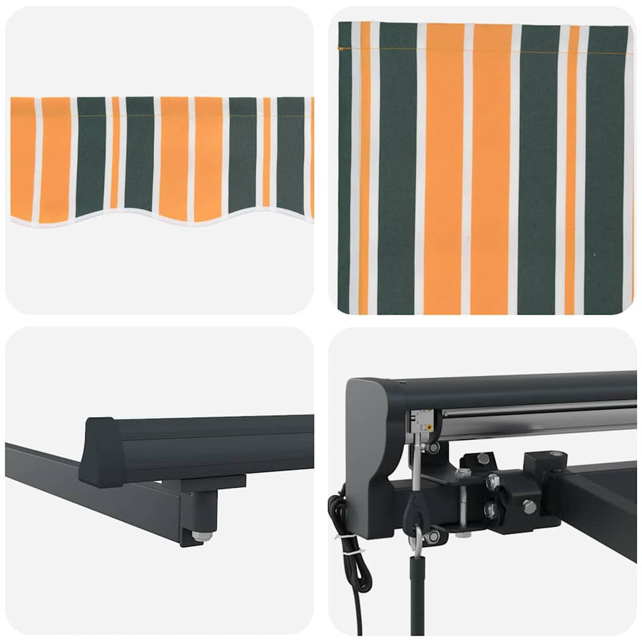 Inklapbaar Zonnescherm 450X300 Cm Stof Groen En Geel 4,5 ×3 m