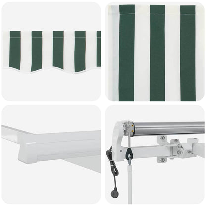 Inklapbaar Zonnescherm 450 × 300 Cm Groen En Wit 4,5 × 3 m
