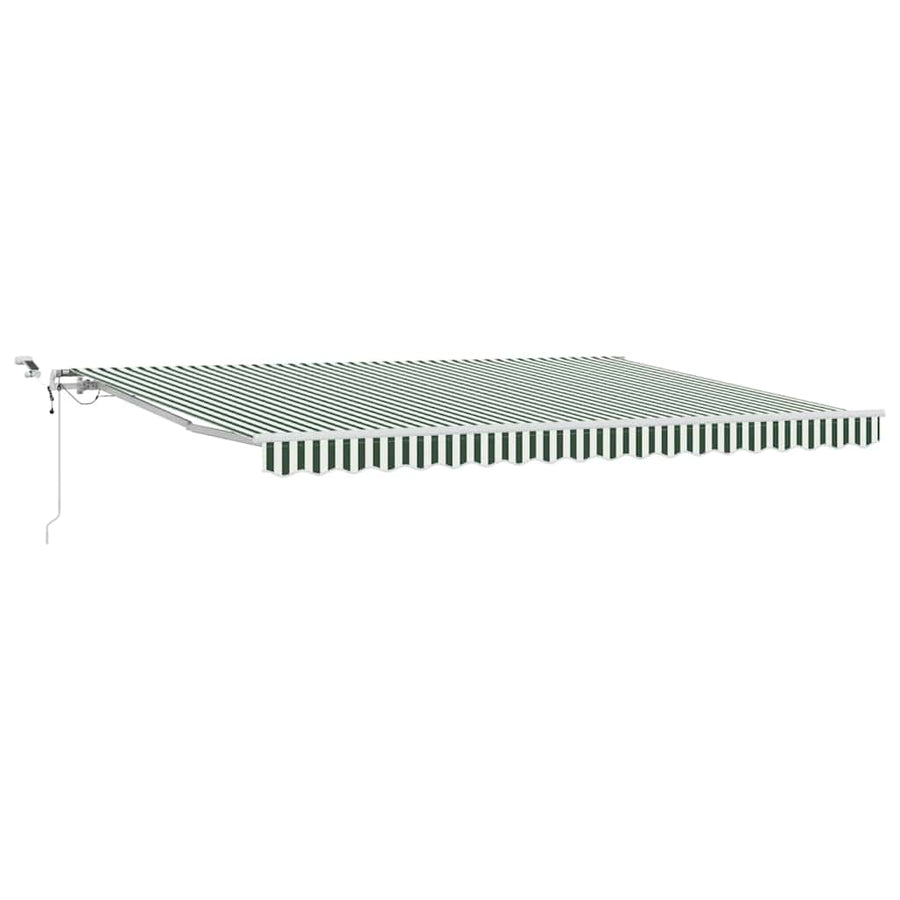 Inklapbaar Zonnescherm Stof En Metaal Groen En Wit 450 × 300 cm