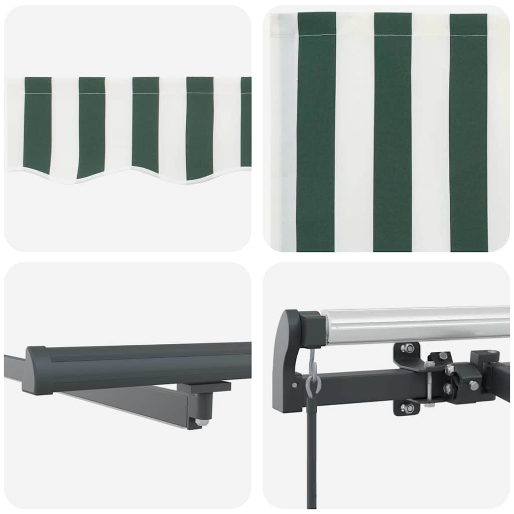 Inklapbaar Zonnescherm En Wit Stof Groen En Wit. 450 ×300 cm