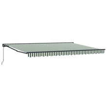 Inklapbaar Zonnescherm 450X300 Cm Stof Groen En Wit 4,5 ×3 m