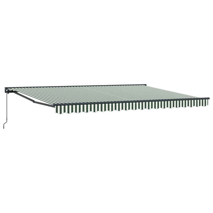 Inklapbaar Zonnescherm 450X300 Cm Stof Groen En Wit 4,5 ×3 m