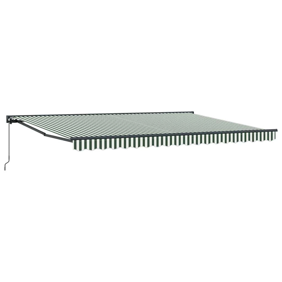 Inklapbaar Zonnescherm 450X300 Cm Stof Groen En Wit 4,5 ×3 m