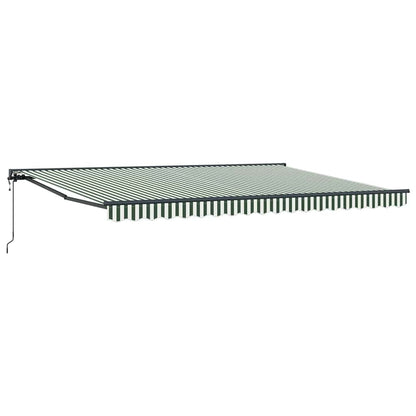 Inklapbaar Zonnescherm 450X300 Cm Stof Groen En Wit 4,5 ×3 m