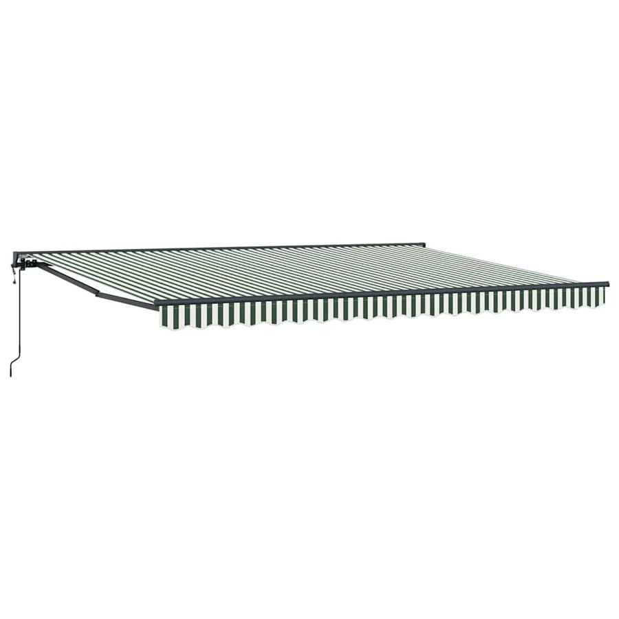 Inklapbaar Zonnescherm 450X300 Cm Stof Groen En Wit 4,5 ×3 m