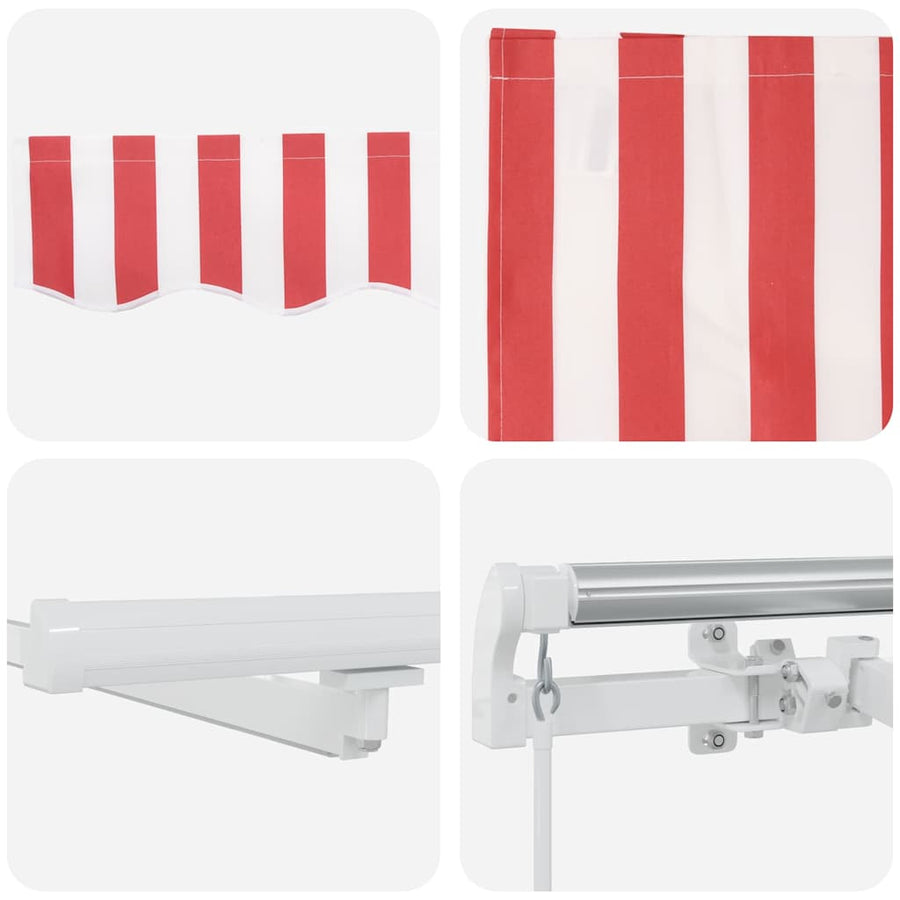 Inklapbaar Zonnescherm Rood en Wit 450 × 350 cm Stof en Staal