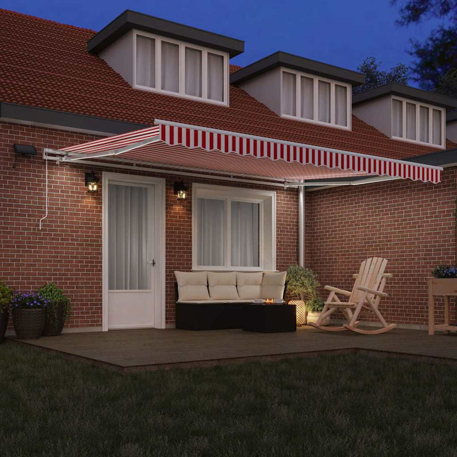 Inklapbaar Zonnescherm Rood en Wit 450 × 350 cm Stof en Staal