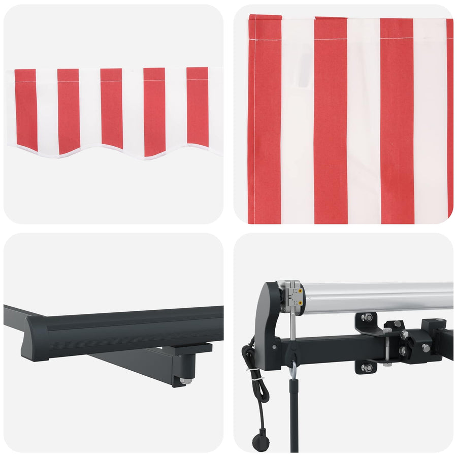 Inklapbaar Zonnescherm Rood en Wit 450 × 350 cm