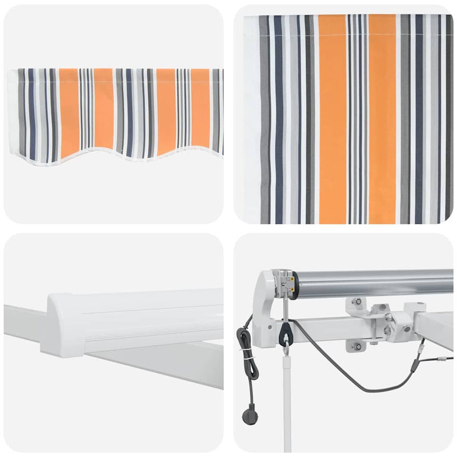 Inklapbaar Zonnescherm Multikleur Stof En Metaal Oranje/Grijs/Blauw/Wit 450 × 350 cm