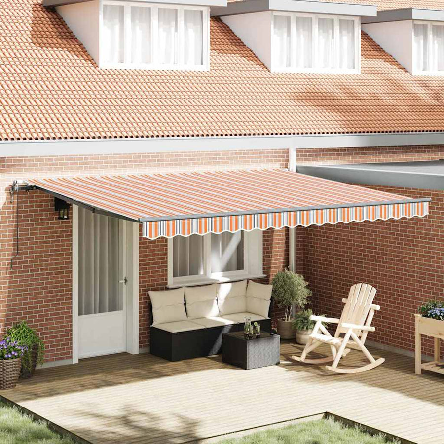 Inklapbaar Zonnescherm Multikleur Stof Oranje/Grijs/Blauw Wit 450 ×350 cm