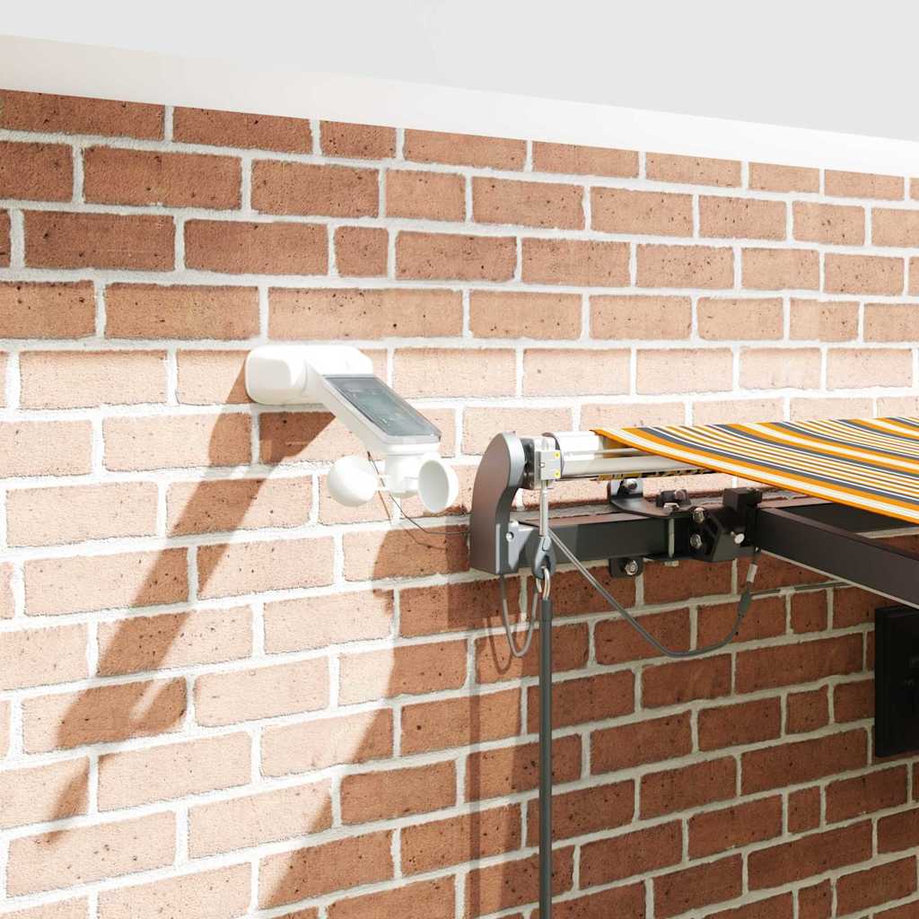 Inklapbaar Zonnescherm Met Multikleur Stof Geel/Grijs/Wit 450 × 350 cm