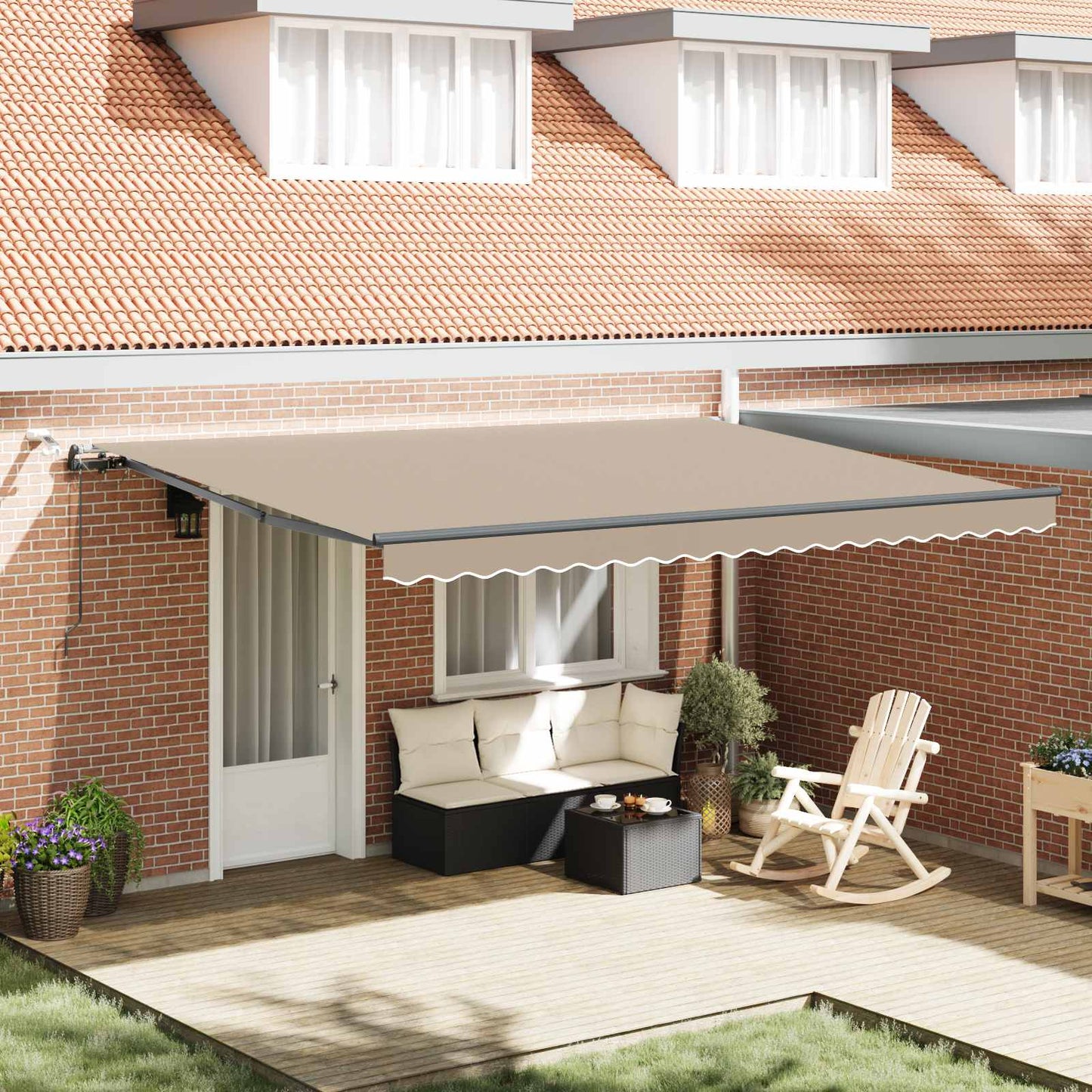 Luifeldoek met Beige 450 × 350 cm Polyester