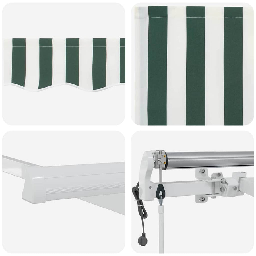 Inklapbaar Zonnescherm 450 × 350 Cm Groen En Wit 4,5 × 3,5 m