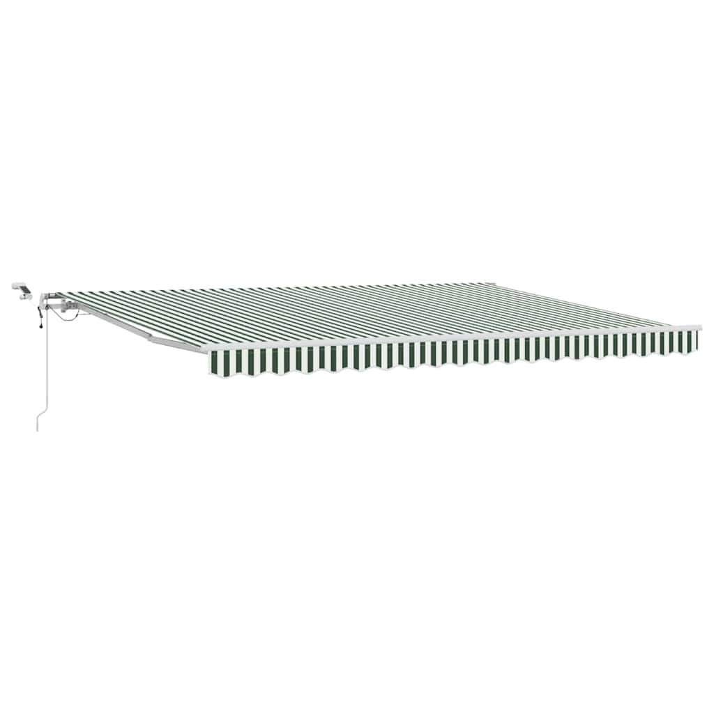 Inklapbaar Zonnescherm Stof En Metaal Groen En Wit 450 × 350 cm