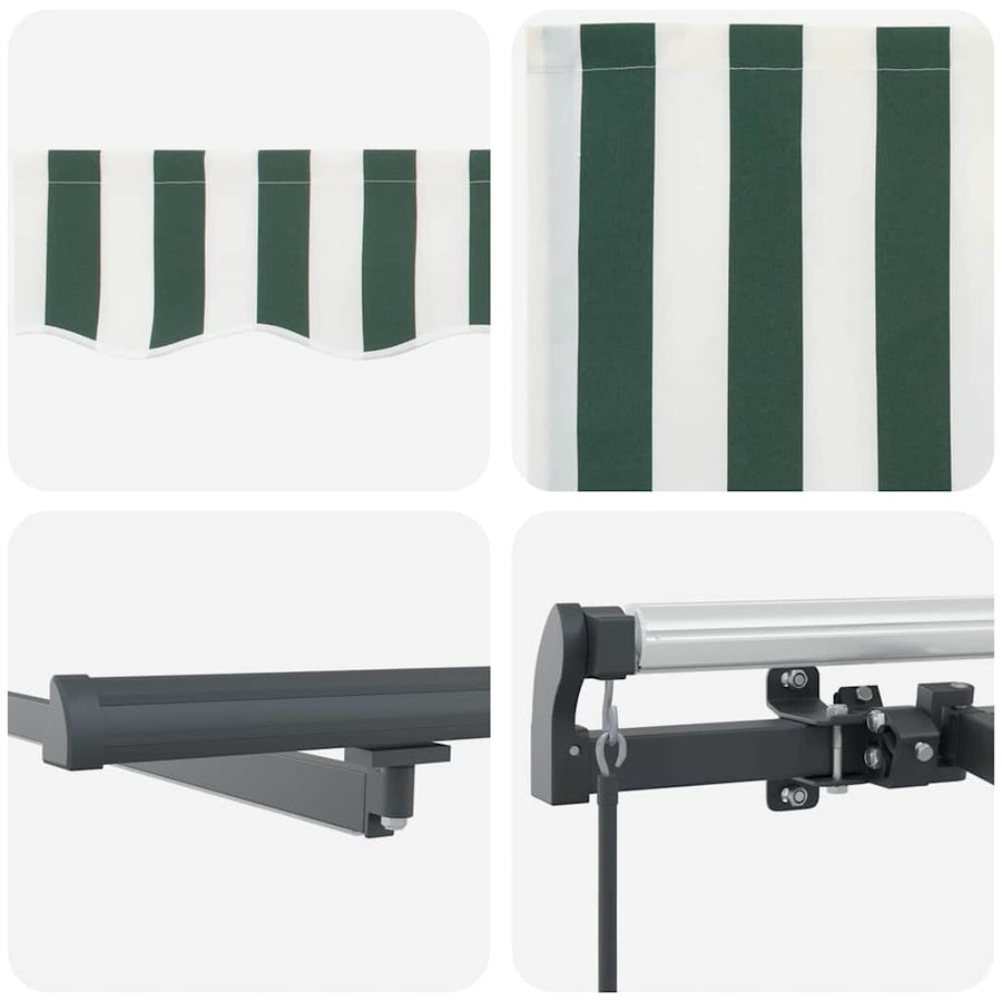 Inklapbaar Zonnescherm Stof Groen En Wit 450 ×350 cm