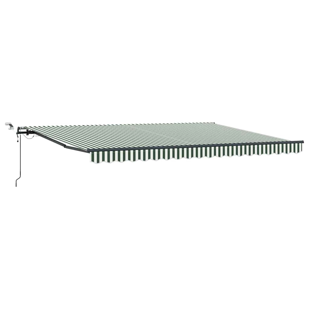 Inklapbaar Zonnescherm Met Stof Groen En Wit 450 × 350 cm