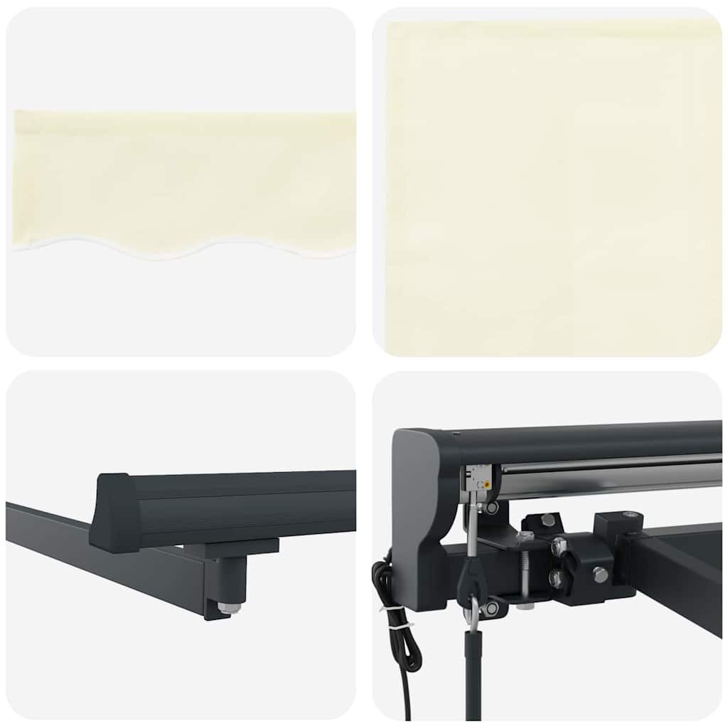 Inklapbaar Zonnescherm Crème 500 × 300 Cm Polyester En Metaal Crème (Anthraciet Frame) 5 x 3 m