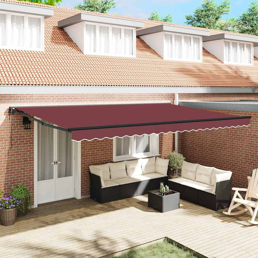 Inklapbaar Zonnescherm Bordeauxrood 500 × 300 Cm Bordeaux (Anthraciet Frame) 5 x 3 m