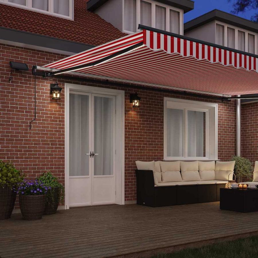 Inklapbaar Zonnescherm Rood En Wit 500 ×300 Cm Stof Geel En Oranje
