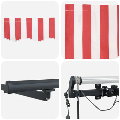 Inklapbaar Zonnescherm Met Rood En Wit 500 × 300 Cm Stof Geel En Oranje