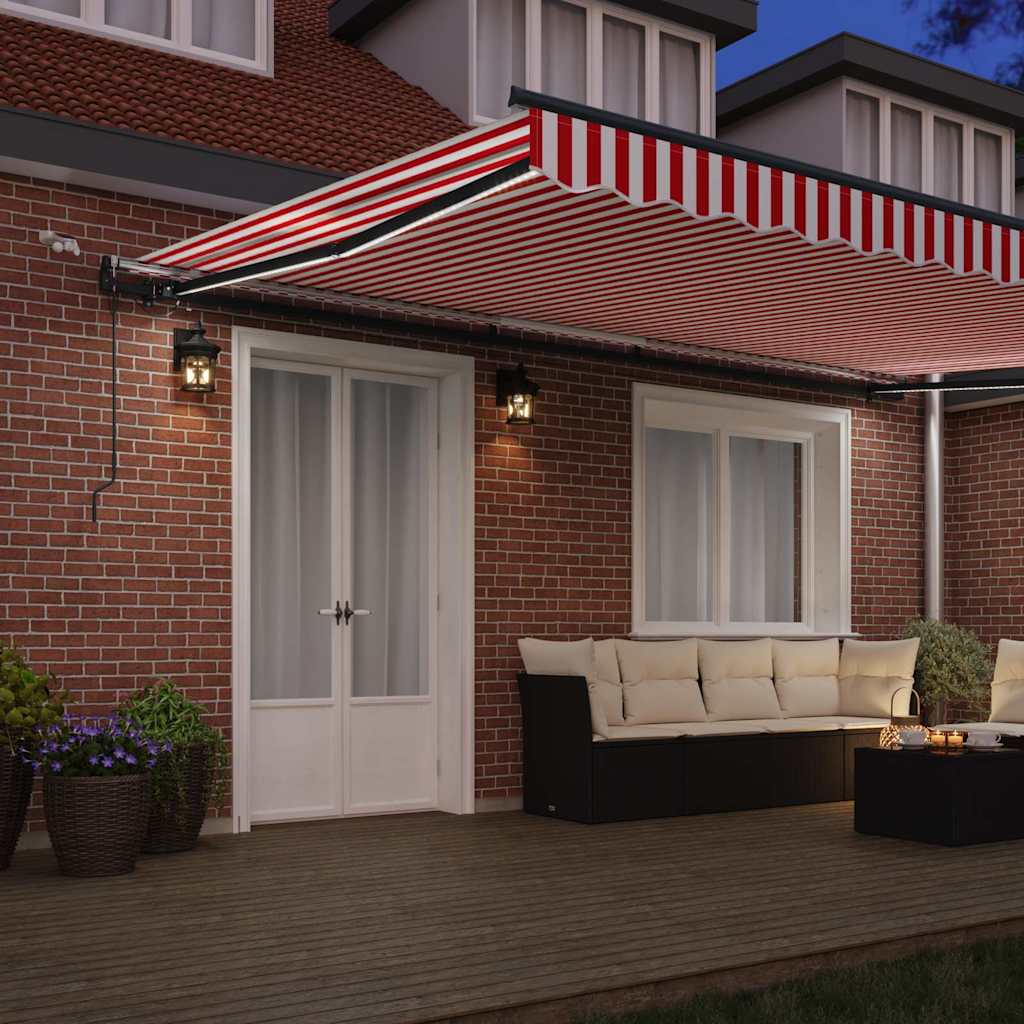 Inklapbaar Zonnescherm Met Rood En Wit 500 × 300 Cm Stof Geel En Oranje