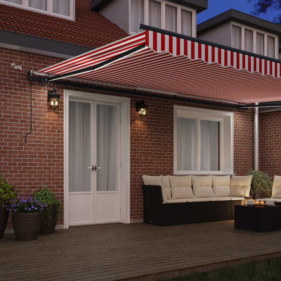 Inklapbaar Zonnescherm Met Rood En Wit 500 × 300 Cm Stof Geel En Oranje