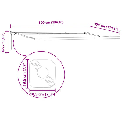 Inklapbaar Zonnescherm Multikleur 500 × 300 cm Stof en Metaal