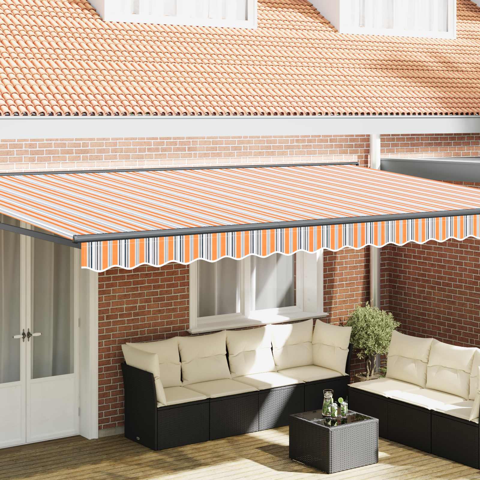 Zijde Frame Blauw en Oranje 500 × 300 cm