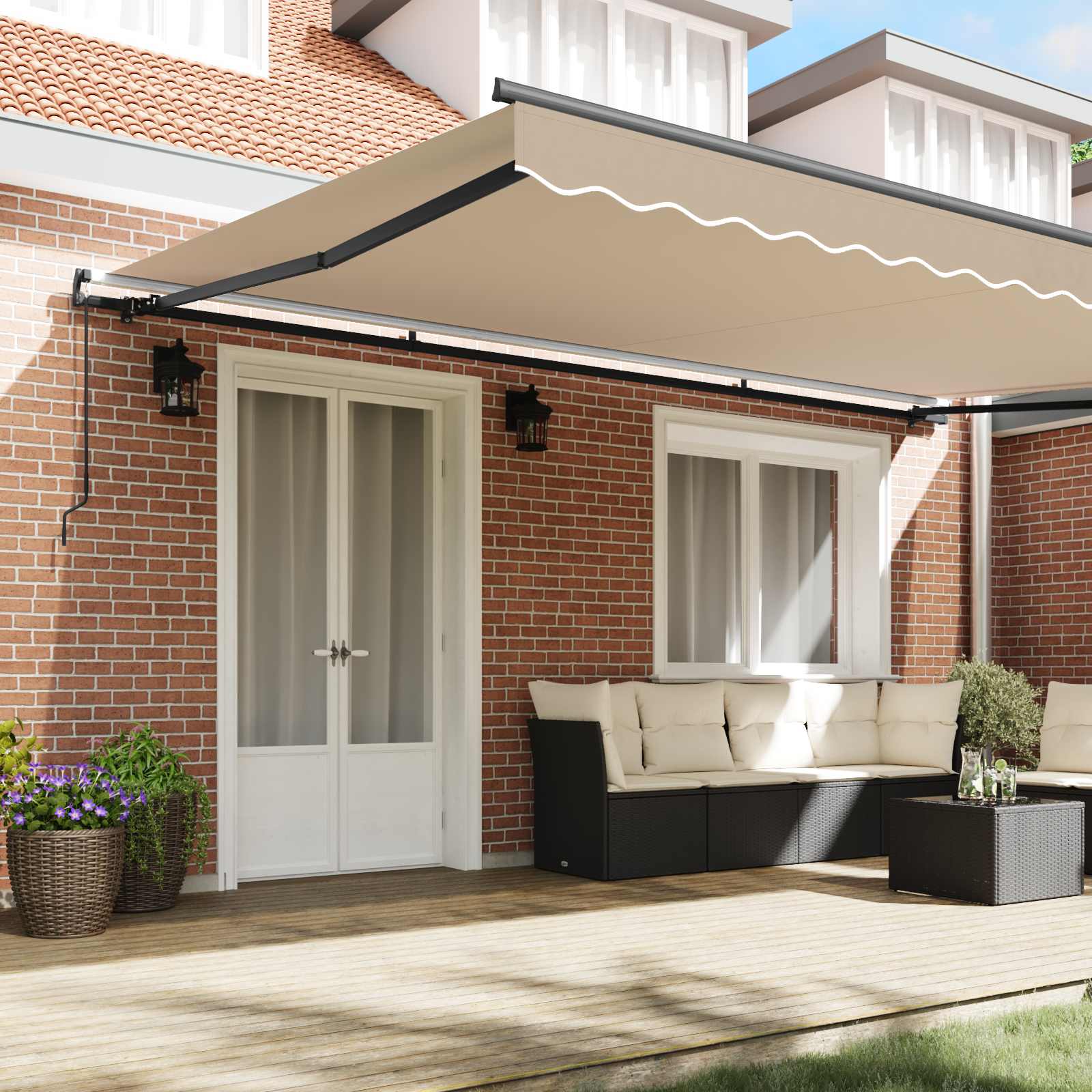 Inklapbaar Zonnescherm Beige 500 × 300 cm Polyester en staal