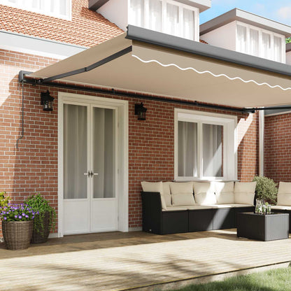 Inklapbaar Zonnescherm Beige 500 × 300 cm Stof en Metaal