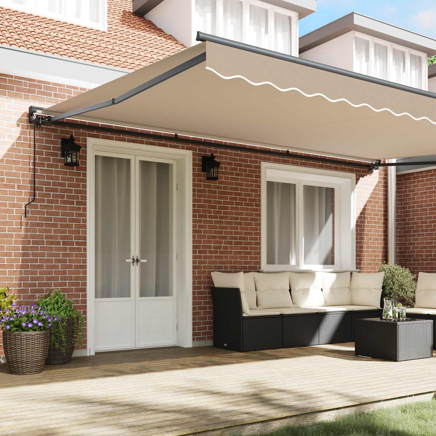 Zijde Frame Beige 500 × 300 cm Polyester met PU-coating