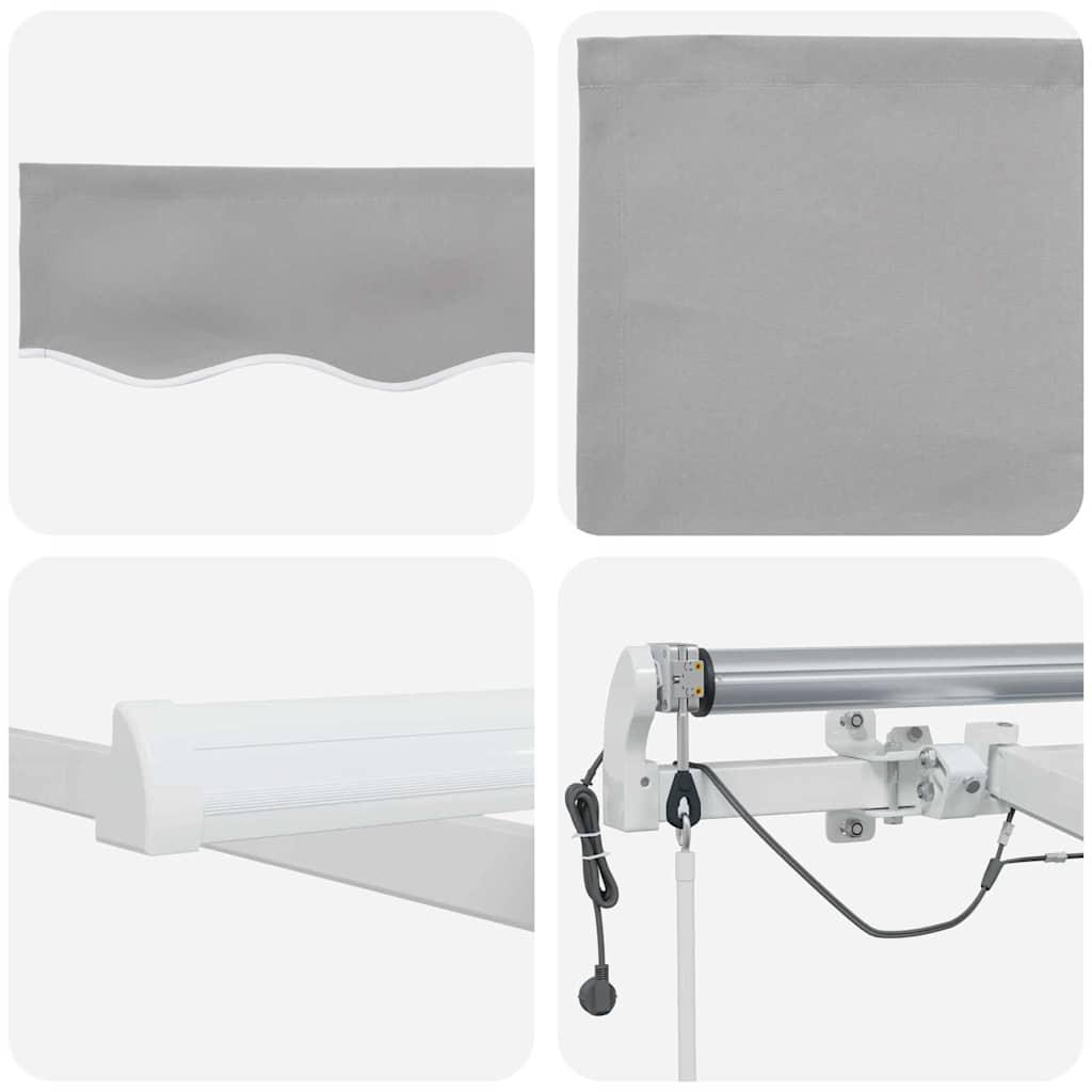 Inklapbaar Zonnescherm Lichtgrijs 500 × 300 cm Stof en Metaal