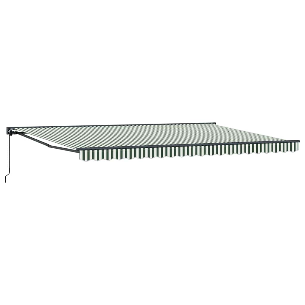 Inklapbaar Zonnescherm 500X300 Cm Stof Groen En Wit 5 x 3 m