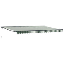 Inklapbaar Zonnescherm 500X300 Cm Stof Groen En Wit 5 x 3 m