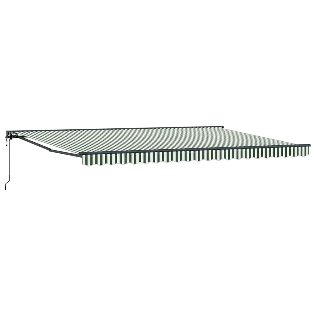 Inklapbaar Zonnescherm 500X300 Cm Stof Groen En Wit 5 x 3 m