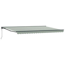 Inklapbaar Zonnescherm 500X300 Cm Stof Groen En Wit 5 x 3 m