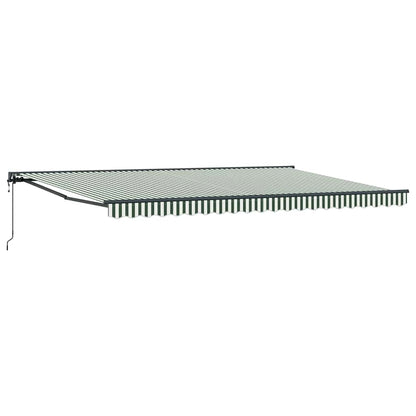 Inklapbaar Zonnescherm 500X300 Cm Stof Groen En Wit 5 x 3 m