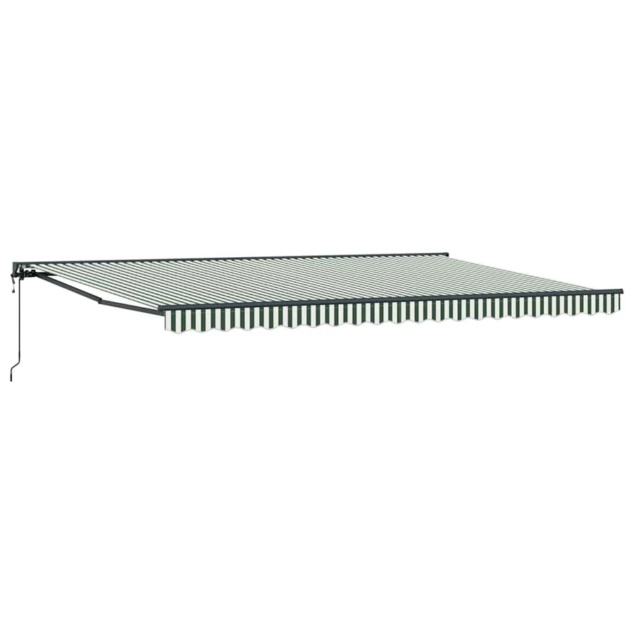 Inklapbaar Zonnescherm 500X300 Cm Stof Groen En Wit 5 x 3 m