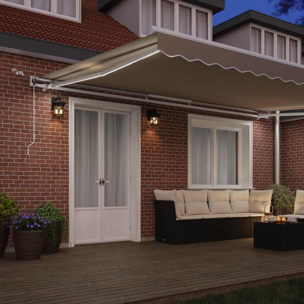 Inklapbaar Zonnescherm Beige 500 × 350 cm Stof en Metaal