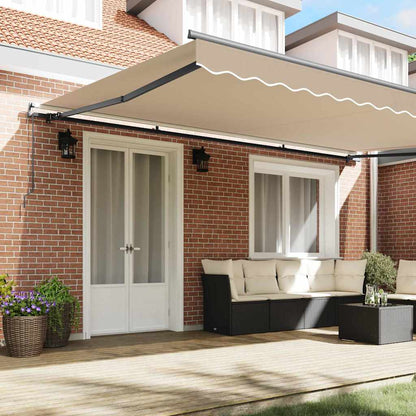 Handmatige uitschuifbare luifel Beige 500 × 350 cm Stof