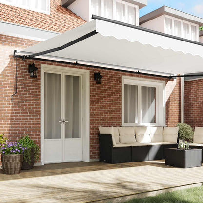 Inklapbaar Zonnescherm Wit 500 × 350 cm Polyester en staal