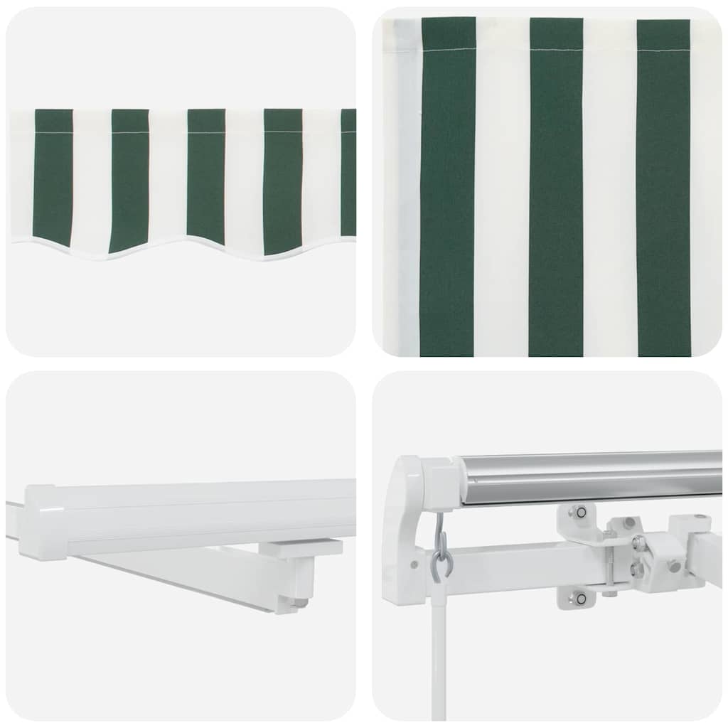 Inklapbaar Zonnescherm Met Stof Groen En Wit 500 ×350 cm