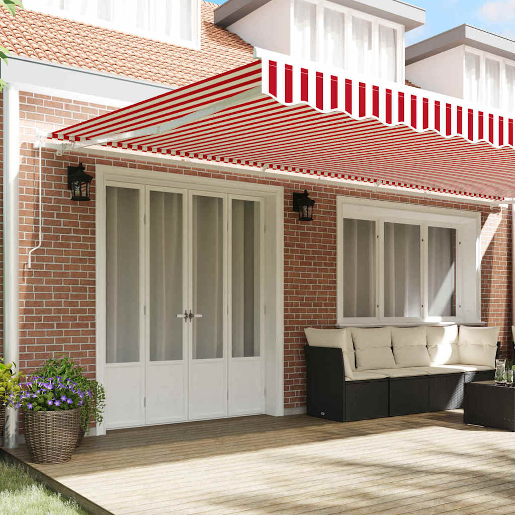 Inklapbaar Zonnescherm Rood En Wit 600 × 350 Cm Geel En Oranje
